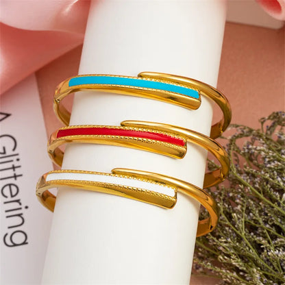 Casual Classic Style Geometric 304 Stainless Steel 18K Gold Plated Bangle In Bulk