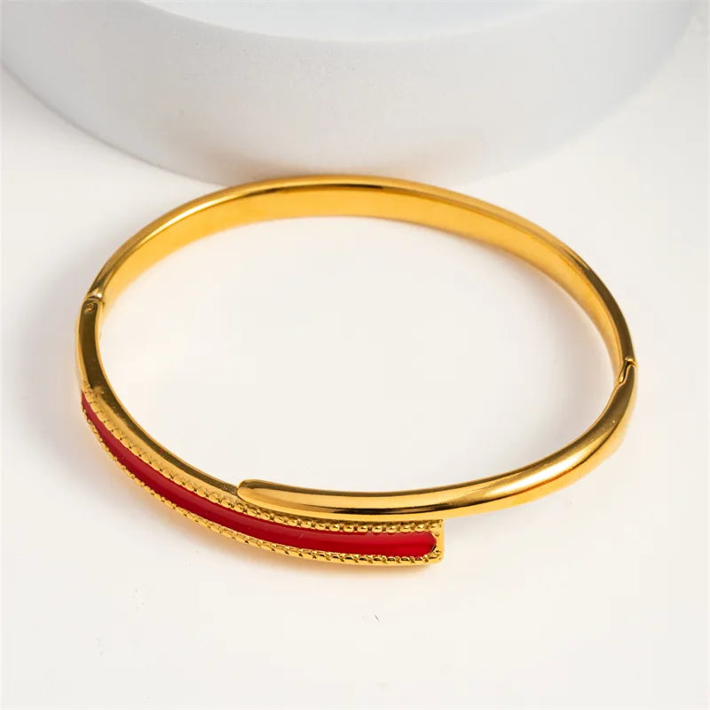 Casual Classic Style Geometric 304 Stainless Steel 18K Gold Plated Bangle In Bulk