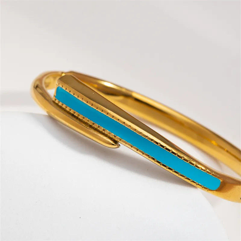 Casual Classic Style Geometric 304 Stainless Steel 18K Gold Plated Bangle In Bulk