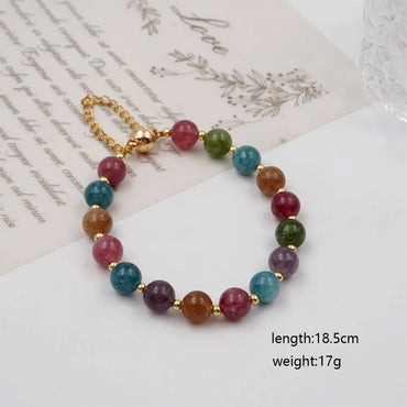 Wholesale Jewelry Casual Classic Style Geometric Glass Gold Plated Beaded Bracelets