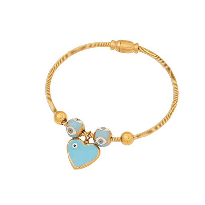 Casual Classic Style Heart Shape Eye 304 Stainless Steel 18K Gold Plated Zircon Bracelets In Bulk