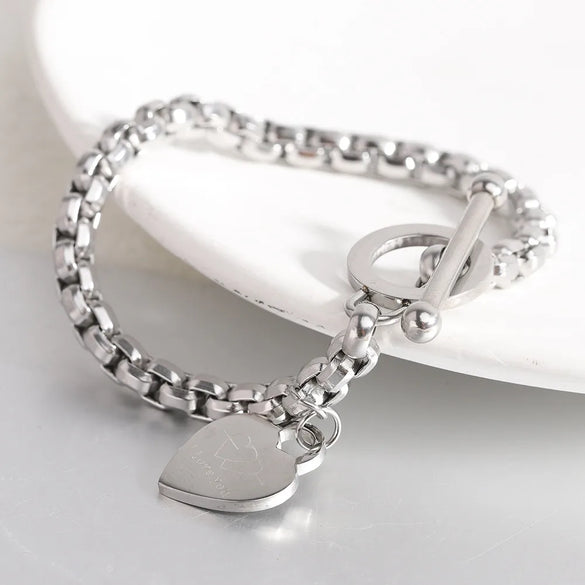 Casual Classic Style Heart Shape Titanium Steel 18K Gold Plated Bracelets In Bulk
