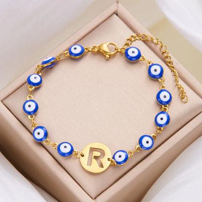 Casual Classic Style Letter Eye 201 Stainless Steel Resin Bracelets In Bulk