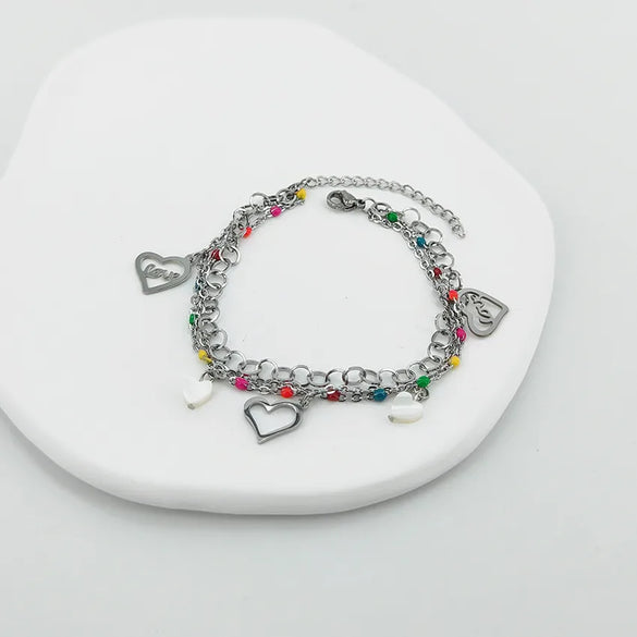 Casual Classic Style Pentagram Heart Shape 304 Stainless Steel Gold Plated Bracelets In Bulk