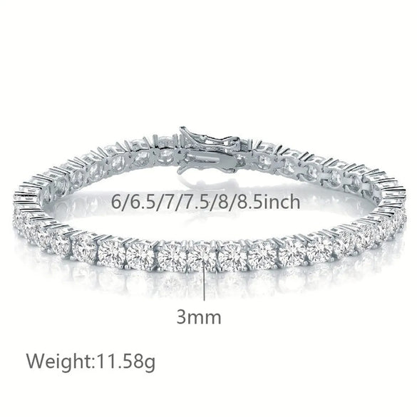 Casual Classic Style Round Brass 18k Gold Plated Platinum Plated Rhodium Plated Zircon Tennis Bracelet In Bulk