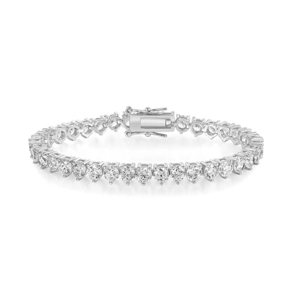 Casual Classic Style Round Brass 18k Gold Plated Platinum Plated Rhodium Plated Zircon Tennis Bracelet In Bulk