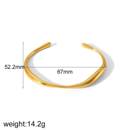 Casual Classic Style Solid Color 304 Stainless Steel 18K Gold Plated Bangle In Bulk