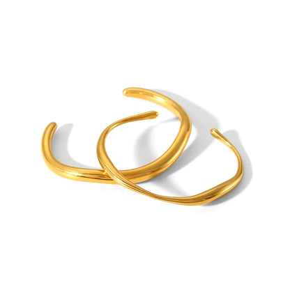 Casual Classic Style Solid Color 304 Stainless Steel 18K Gold Plated Bangle In Bulk