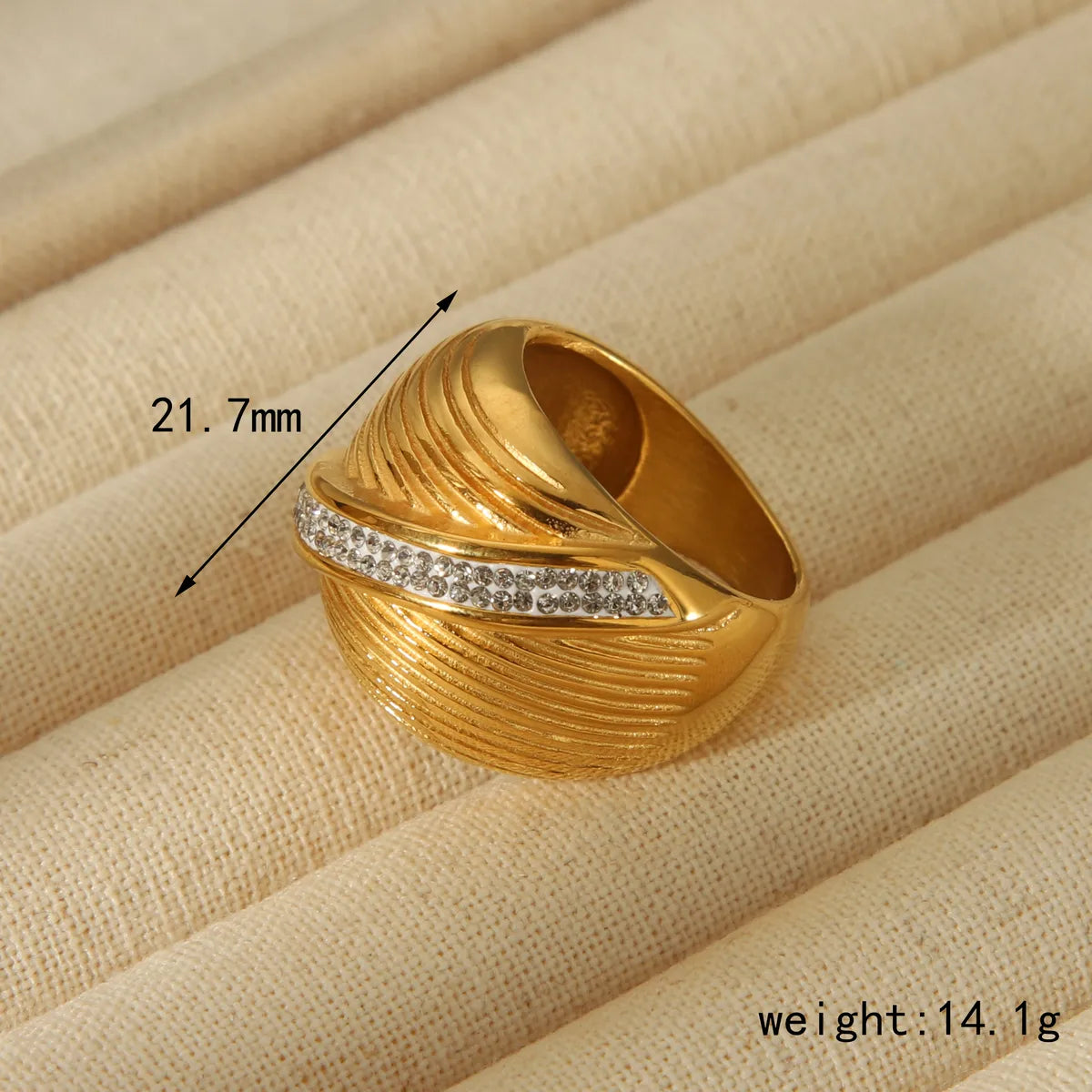 Casual Classic Style Solid Color 304 Stainless Steel 18K Gold Plated Zircon Open Rings In Bulk