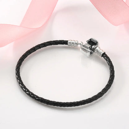 Casual Classic Style Solid Color Pu Leather Sterling Silver Braid Women'S Bracelets