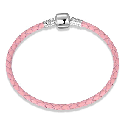 Casual Classic Style Solid Color Pu Leather Sterling Silver Braid Women'S Bracelets