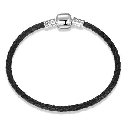 Casual Classic Style Solid Color Pu Leather Sterling Silver Braid Women'S Bracelets