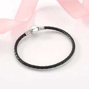 Casual Classic Style Solid Color Pu Leather Sterling Silver Braid Women'S Bracelets