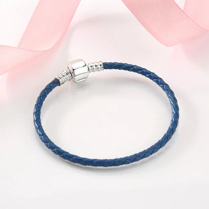 Casual Classic Style Solid Color Pu Leather Sterling Silver Braid Women'S Bracelets