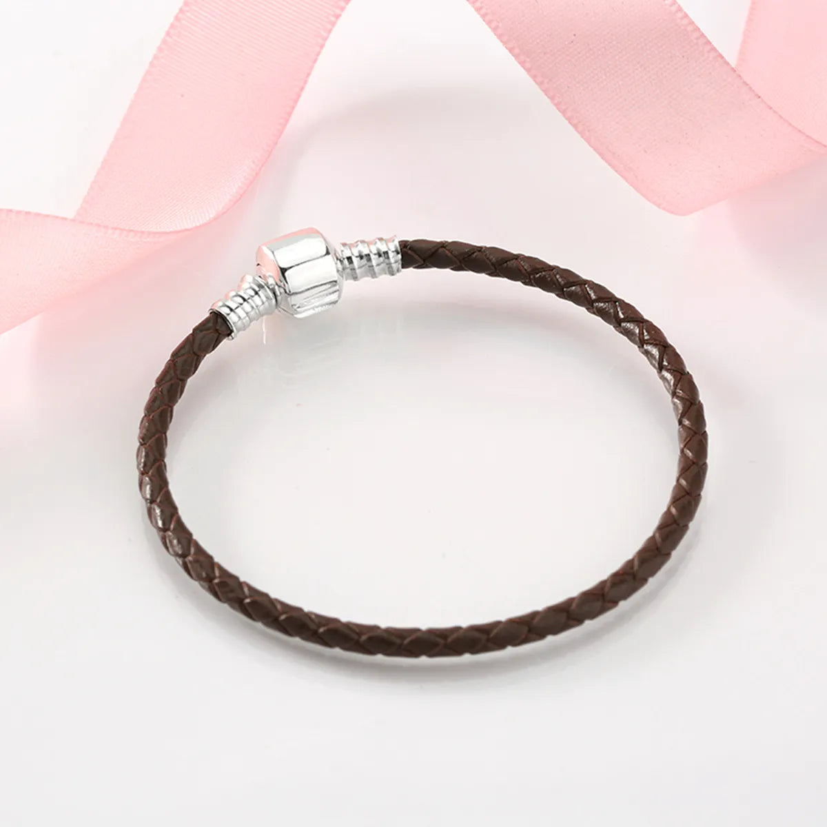 Casual Classic Style Solid Color Pu Leather Sterling Silver Braid Women'S Bracelets