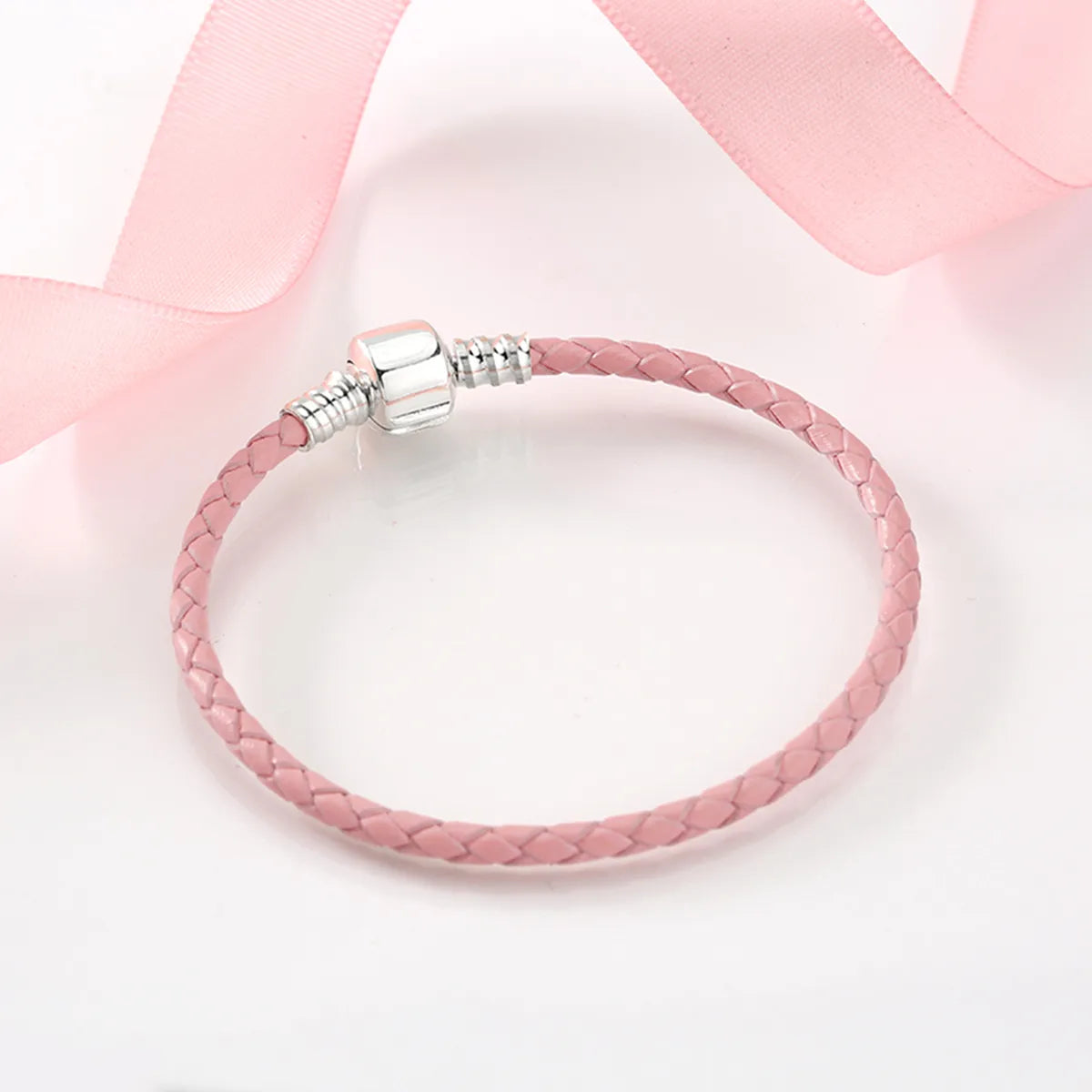 Casual Classic Style Solid Color Pu Leather Sterling Silver Braid Women'S Bracelets