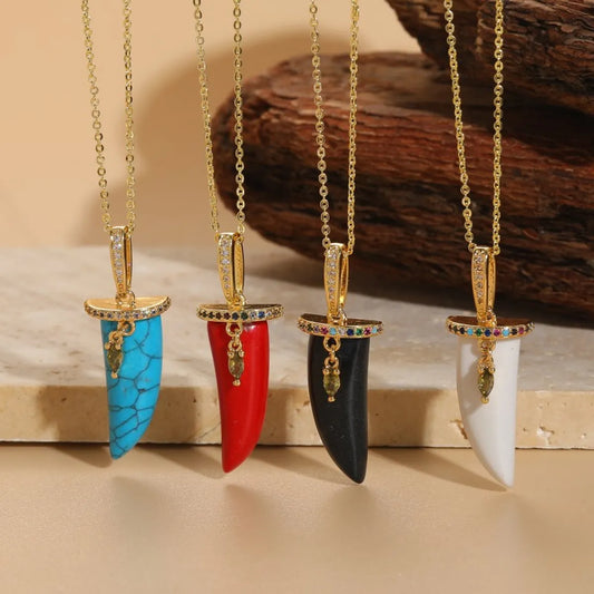 Casual Classic Style Streetwear Geometric Resin Copper Plating Inlay Zircon 14k Gold Plated Pendant Necklace