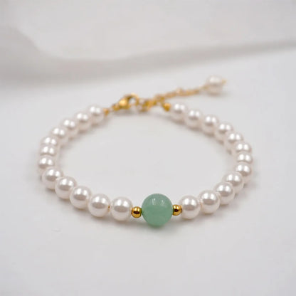 Wholesale Jewelry Casual Classical Simple Style Geometric 304 Stainless Steel Imitation Pearl Jade Gold Plated Beaded Handmade Bracelets