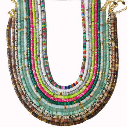 Casual Color Block Mixed Materials Necklace