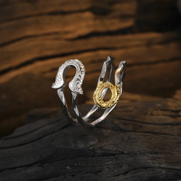 Casual Color Block Sterling Silver Irregular Plating Pleated 24k Gold Plated White Gold Plated Open Rings