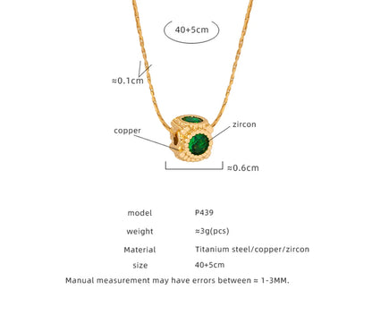 Casual Color Block Titanium Steel Copper Plating Inlay Zircon 18k Gold Plated Pendant Necklace