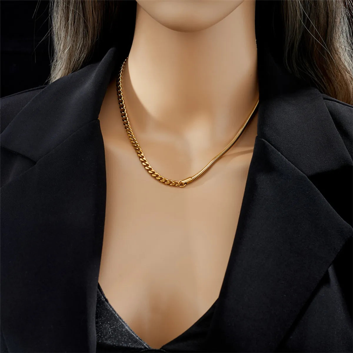 Casual Color Block Titanium Steel Plating 18k Gold Plated Necklace