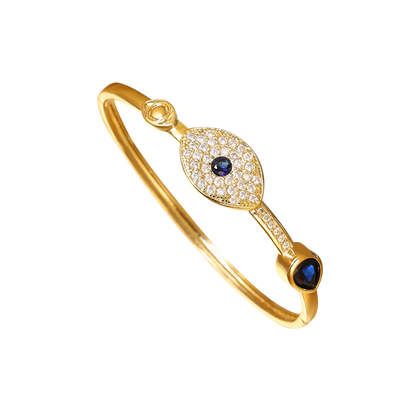 Casual Commute Animal Palm Eye Brass Plating Inlay Zircon 14k Gold Plated Bangle