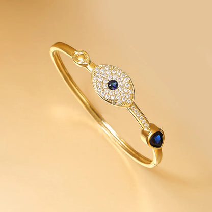 Casual Commute Animal Palm Eye Brass Plating Inlay Zircon 14k Gold Plated Bangle