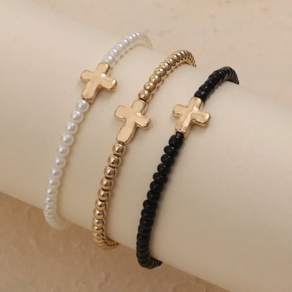 Casual Commute Cross Round Heart Shape 18K Gold Plated CCB Wholesale Bracelets