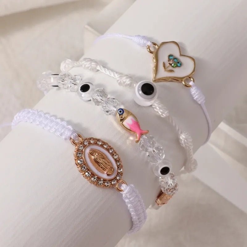 Casual Commute Human Heart Shape Eye 18K Gold Plated Zircon Cotton Polyester Copper Wholesale Bracelets