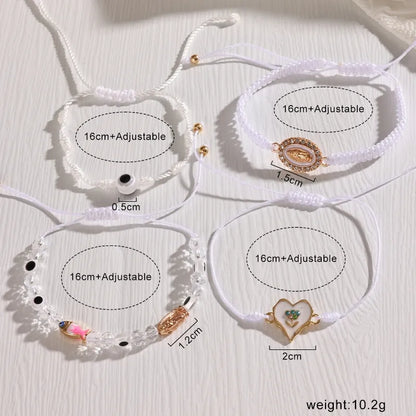 Casual Commute Human Heart Shape Eye 18K Gold Plated Zircon Cotton Polyester Copper Wholesale Bracelets