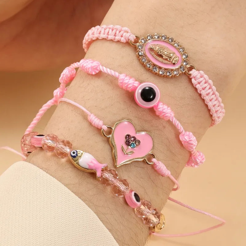 Casual Commute Human Heart Shape Eye 18K Gold Plated Zircon Cotton Polyester Copper Wholesale Bracelets