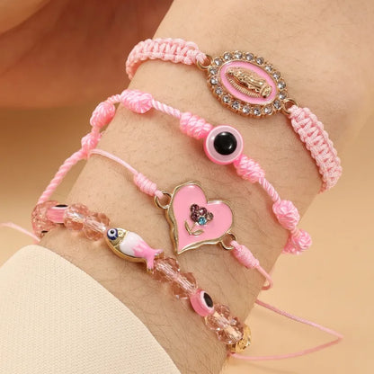 Casual Commute Human Heart Shape Eye 18K Gold Plated Zircon Cotton Polyester Copper Wholesale Bracelets