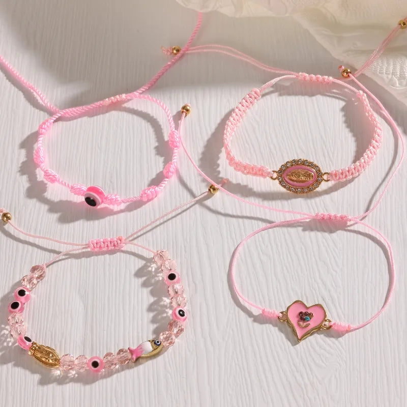 Casual Commute Human Heart Shape Eye 18K Gold Plated Zircon Cotton Polyester Copper Wholesale Bracelets