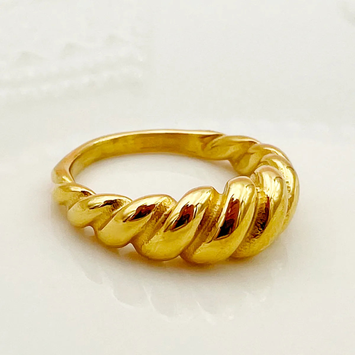 304 Stainless Steel 14K Gold Plated Casual Commute Plating Twist Rings