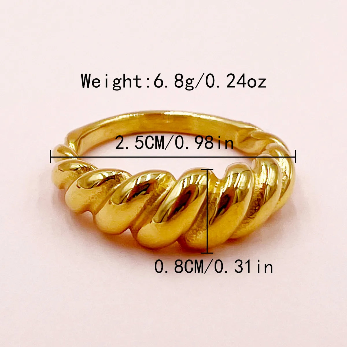 304 Stainless Steel 14K Gold Plated Casual Commute Plating Twist Rings