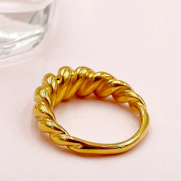 304 Stainless Steel 14K Gold Plated Casual Commute Plating Twist Rings