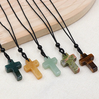 Casual Cross Crystal Polishing Pendant Necklace