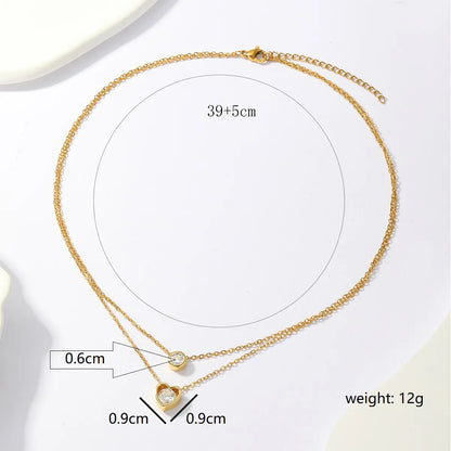 Casual Cute Classic Style Round Heart Shape Copper Plating Inlay Zircon 18k Gold Plated Necklace