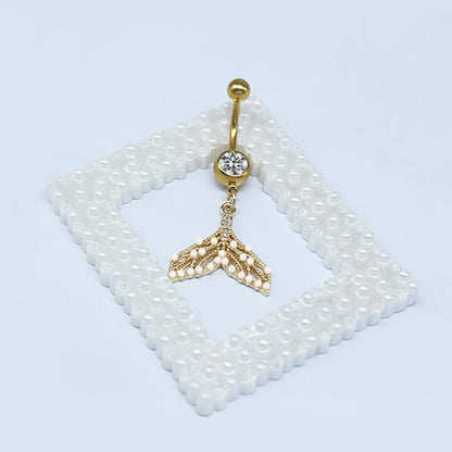 Casual Cute Commute Sunflower Starry Sky Snowflake Stainless Steel Copper Plating Inlay Rhinestones Zircon White Gold Plated Gold Plated Belly Ring