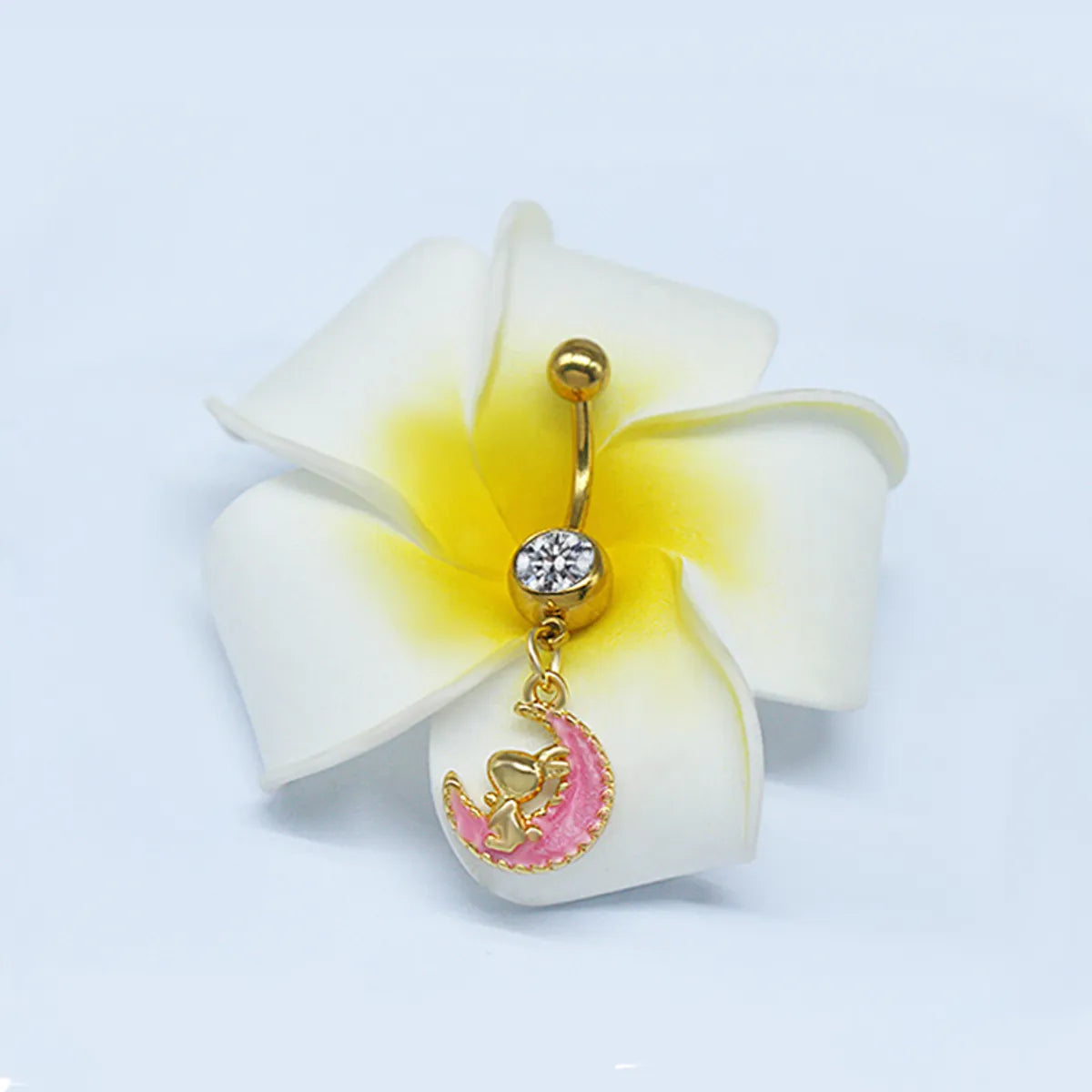 Casual Cute Commute Sunflower Starry Sky Snowflake Stainless Steel Copper Plating Inlay Rhinestones Zircon White Gold Plated Gold Plated Belly Ring