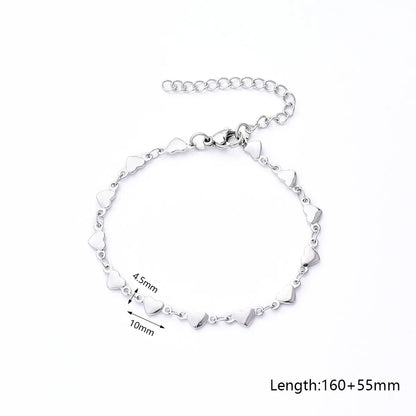 Casual Cute Heart Shape 304 Stainless Steel Gold Plated Bracelets In Bulk