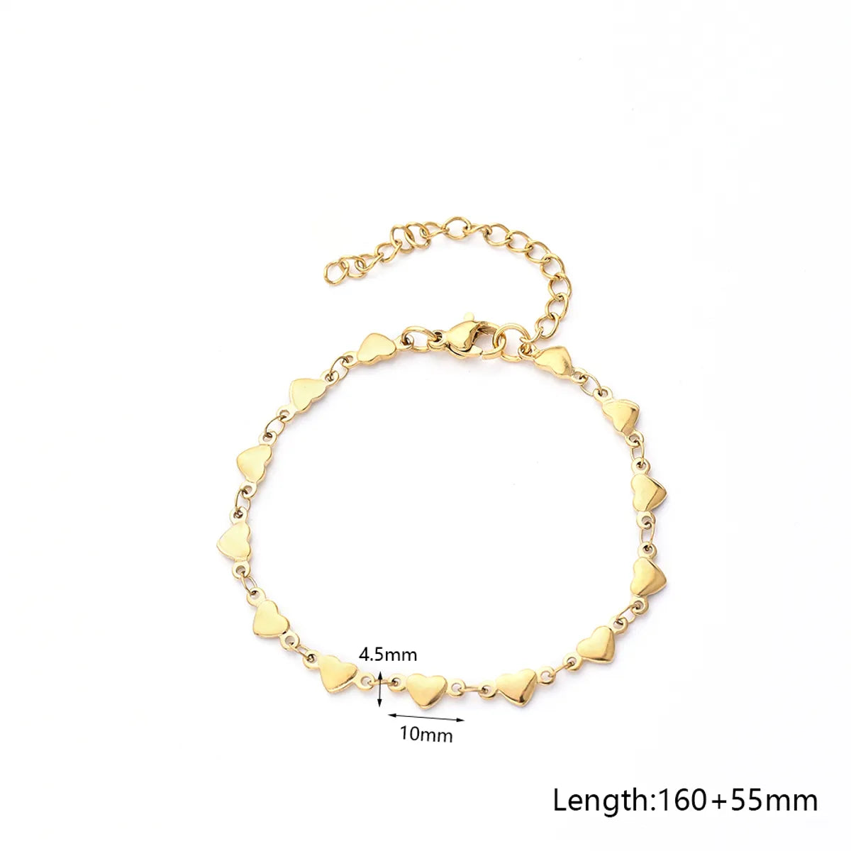 Casual Cute Heart Shape 304 Stainless Steel Gold Plated Bracelets In Bulk