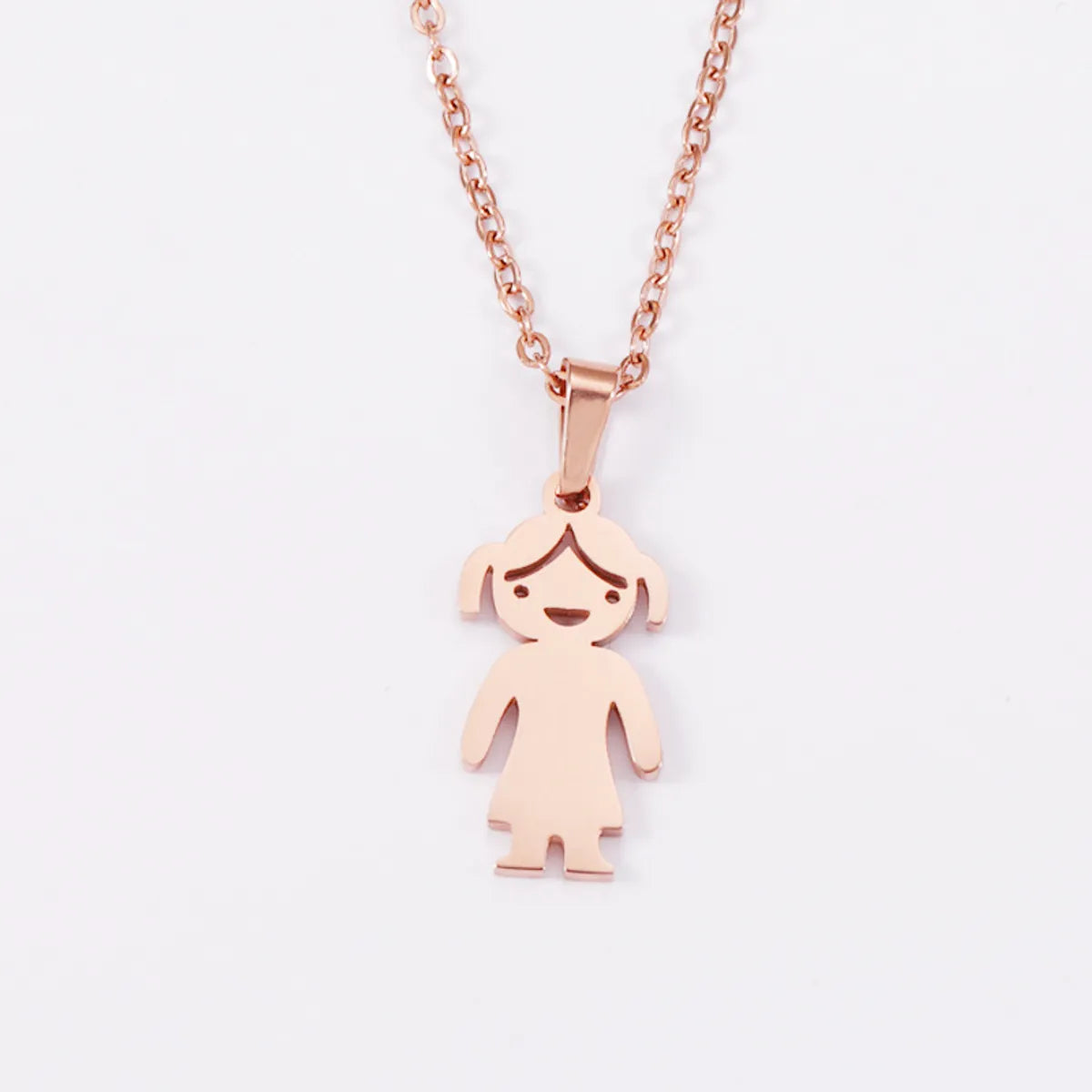 Casual Cute Human Stainless Steel Polishing Plating 18k Gold Plated Rose Gold Plated Pendant Necklace