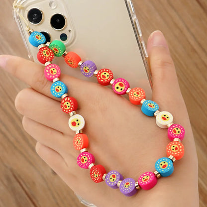 Casual Cute Letter Heart Shape Soft Clay Beaded Mobile Phone Chain