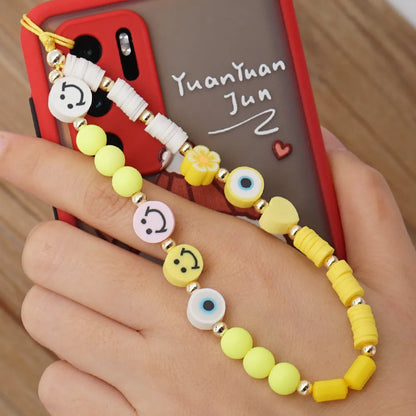 Casual Cute Letter Heart Shape Soft Clay Beaded Mobile Phone Chain