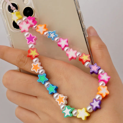 Casual Cute Letter Heart Shape Soft Clay Beaded Mobile Phone Chain