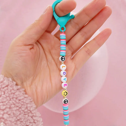 Casual Cute Letter Heart Shape Soft Clay Beaded Mobile Phone Chain