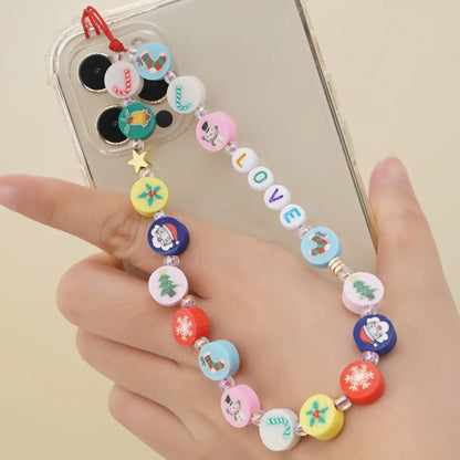 Casual Cute Letter Heart Shape Soft Clay Beaded Mobile Phone Chain