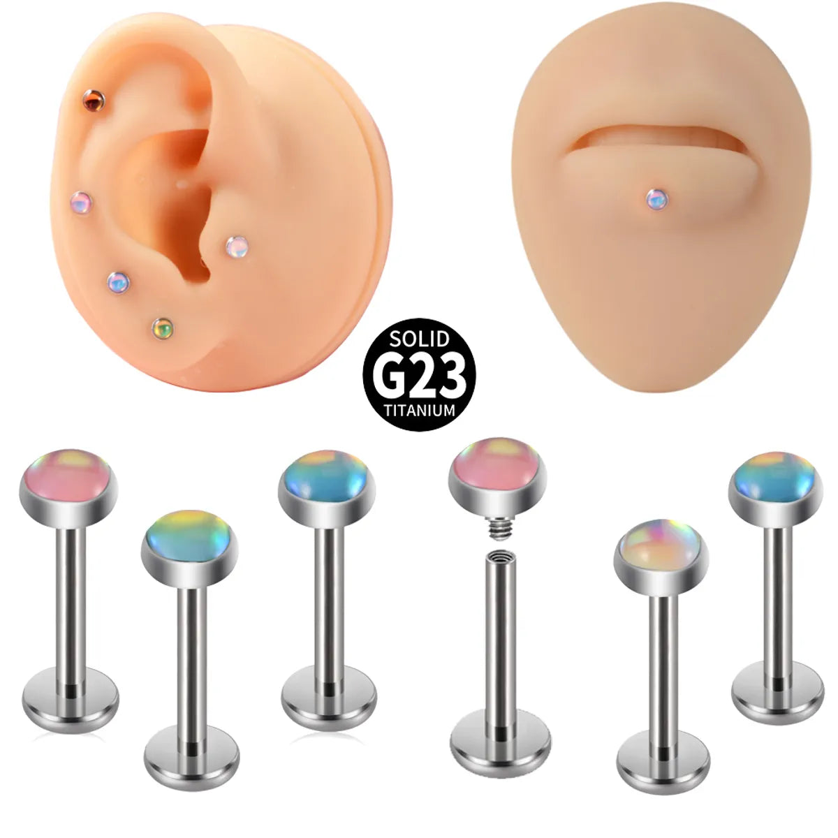 Casual Cute Shiny Solid Color G23 Titanium Lip Stud In Bulk